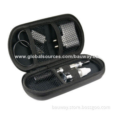 Zipper case including wall adapter USB with cable empty bottle and a full pen